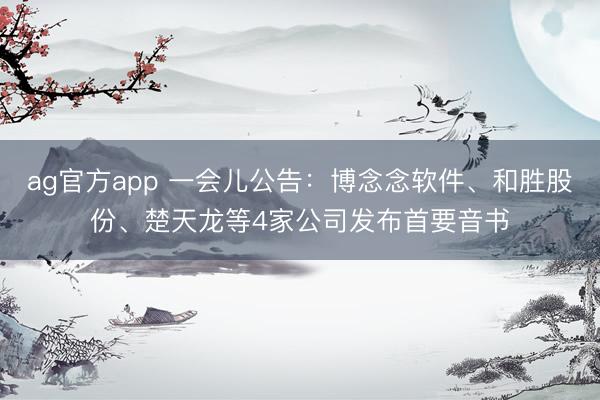 ag官方app 一会儿公告：博念念软件、和胜股份、楚天龙等4家公司发布首要音书
