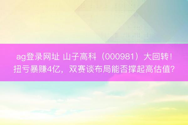 ag登录网址 山子高科（000981）大回转！扭亏暴赚4亿，双赛谈布局能否撑起高估值？