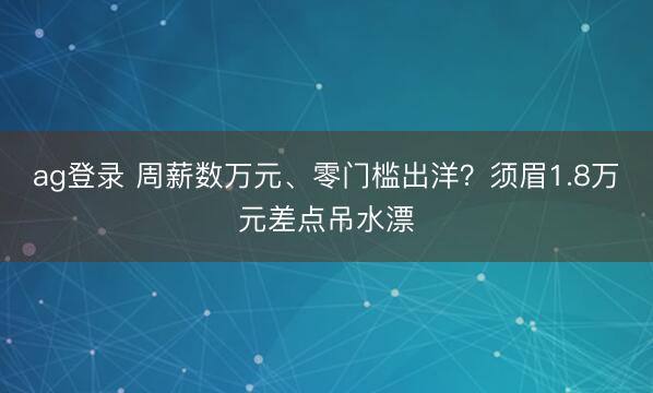 ag登录 周薪数万元、零门槛出洋？须眉1.8万元差点吊水漂