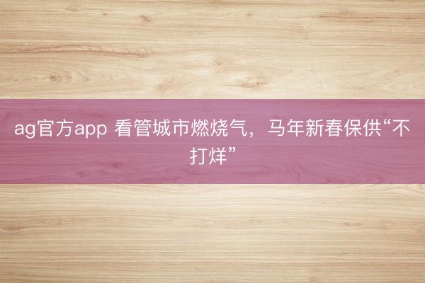 ag官方app 看管城市燃烧气，马年新春保供“不打烊”