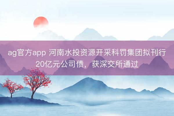 ag官方app 河南水投资源开采科罚集团拟刊行20亿元公司债，获深交所通过