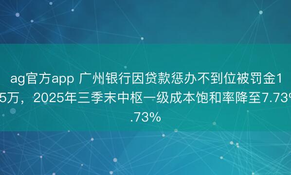 ag官方app 广州银行因贷款惩办不到位被罚金135万，2025年三季末中枢一级成本饱和率降至7.73%