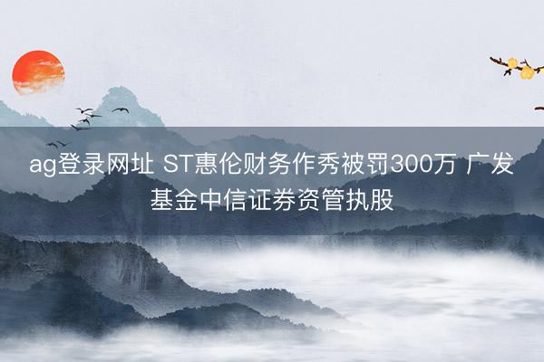 ag登录网址 ST惠伦财务作秀被罚300万 广发基金中信证券资管执股
