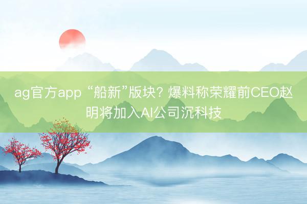 ag官方app “船新”版块? 爆料称荣耀前CEO赵明将加入AI公司沉科技