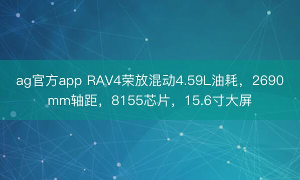 ag官方app RAV4荣放混动4.59L油耗，2690mm轴距，8155芯片，15.6寸大屏