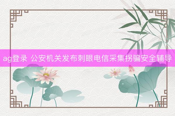 ag登录 公安机关发布刺眼电信采集拐骗安全辅导